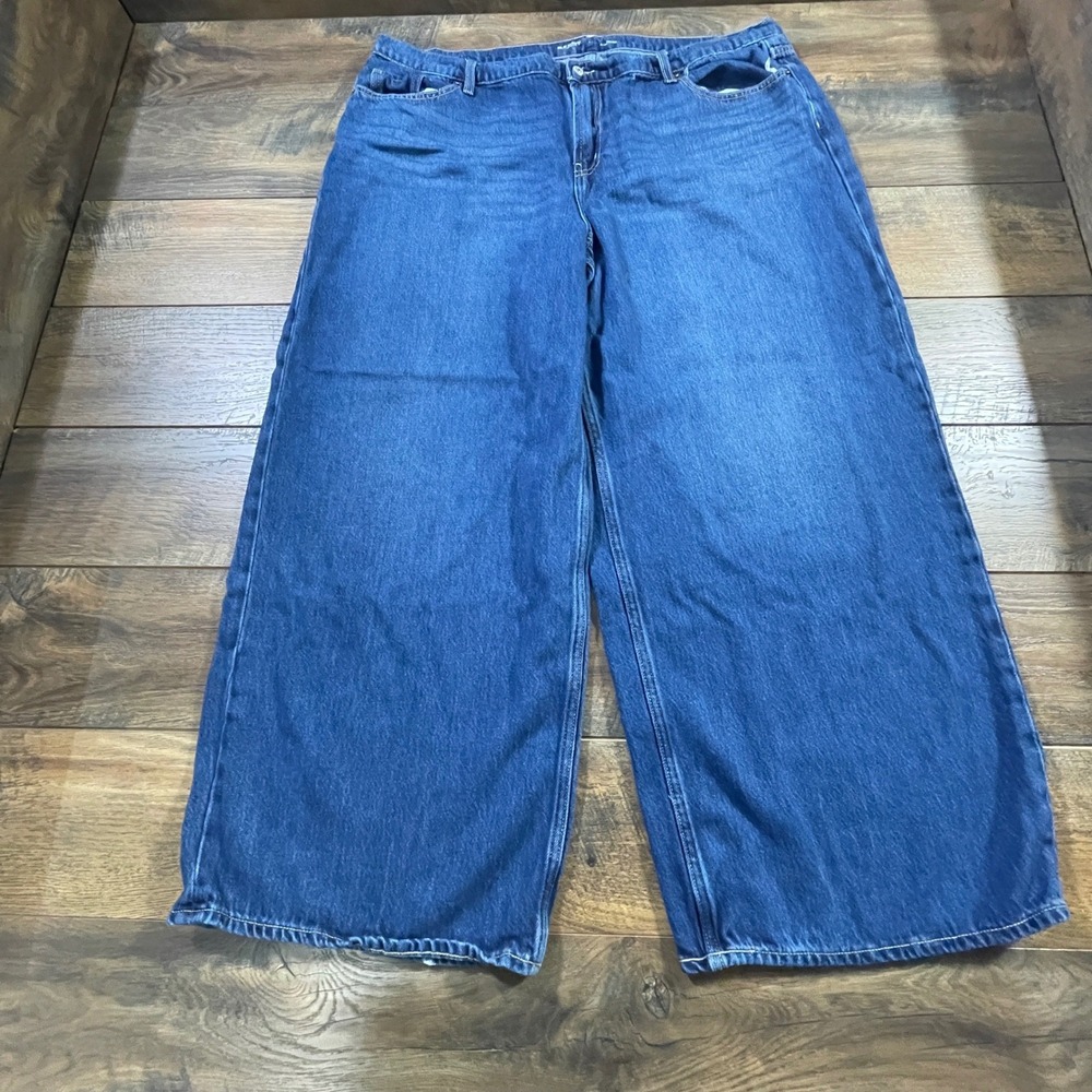Old Navy High-Rise Baggy Wide Leg Drapey Denim Jeans Medium Wash Size 20 Grunge